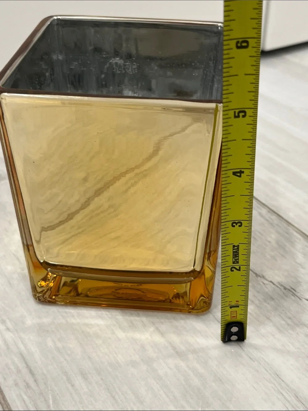 Amber/Gold Glass Square Vase - Home Accents